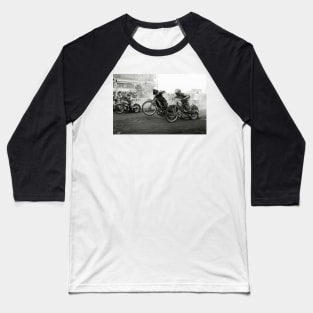 Speedway bikes accelerating away at a race meet Baseball T-Shirt